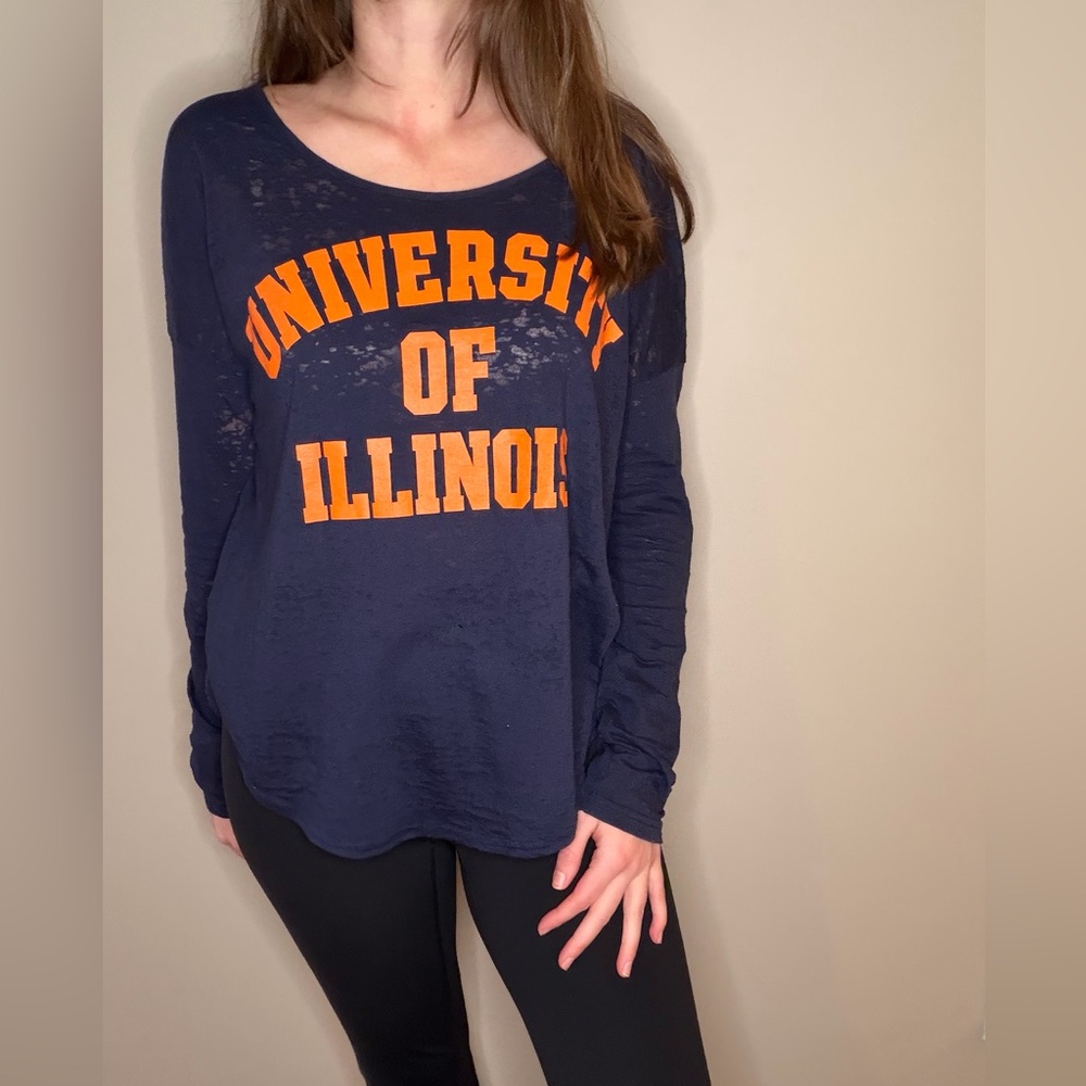 PINK University of Illinois Women's Oversized Navy Top